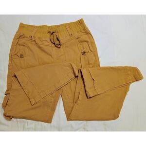 Flamingo Women’s Tan Cargo Bell Bottom Flare Pants Adj Stretch Waist SZ XL